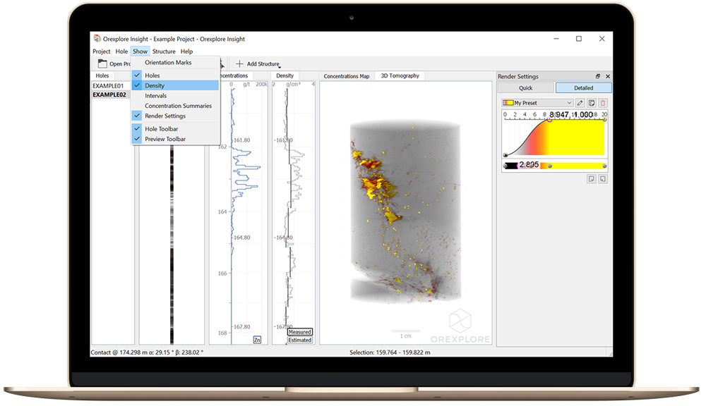 Orexplore insight, sample project